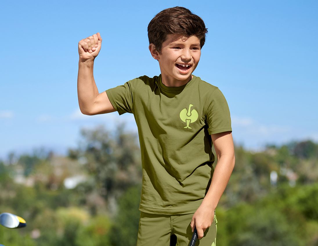 Hauts: T-Shirt e.s.trail, enfants + vert genévrier/vert citron
