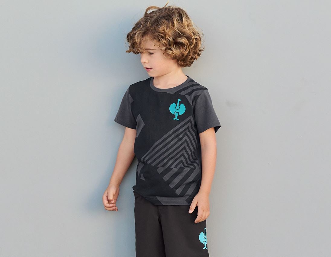 Topics: T-Shirt e.s.trail graphic, children's + black/anthracite/lapisturquoise