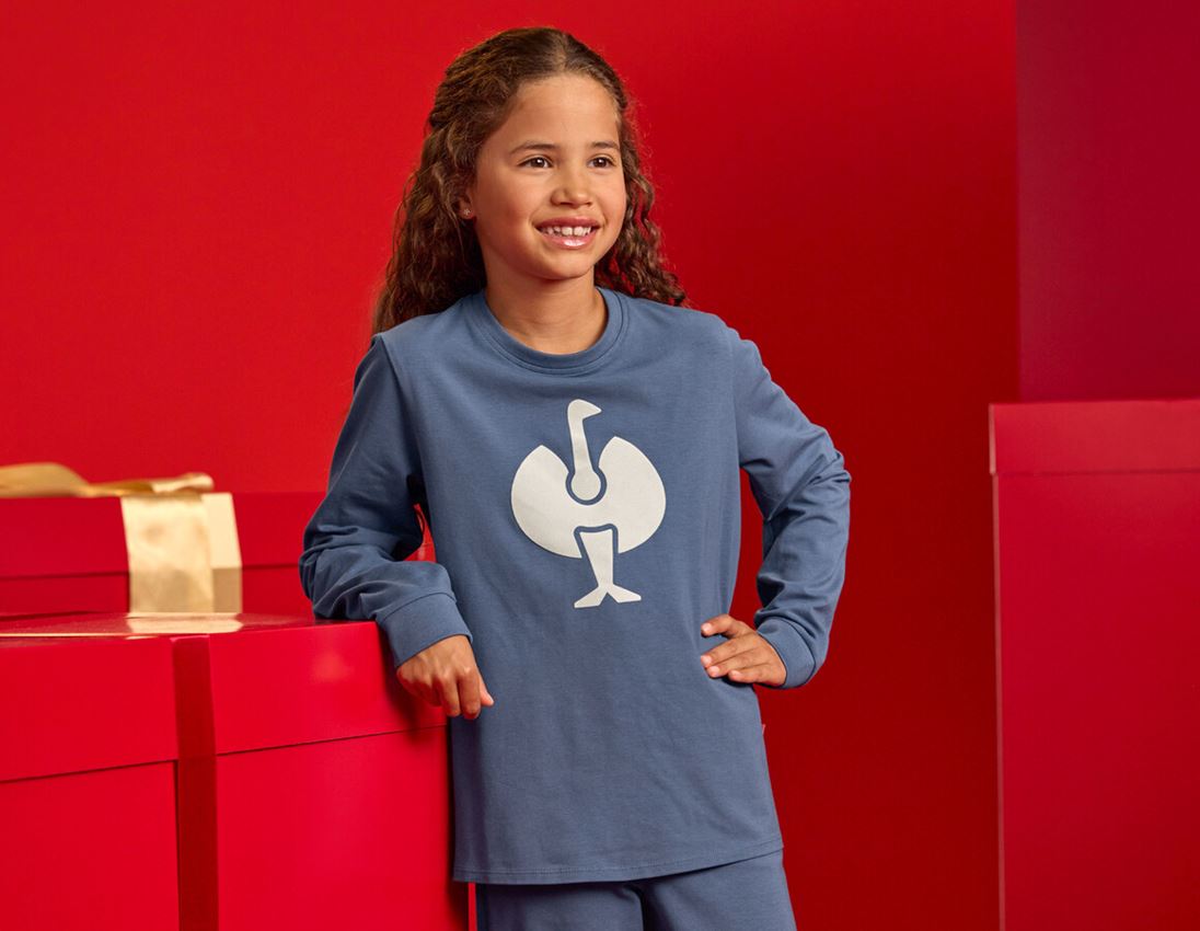 Vêtements: e.s. Longsleeve de pyjama cotton stretch, enfants + bleu nordique