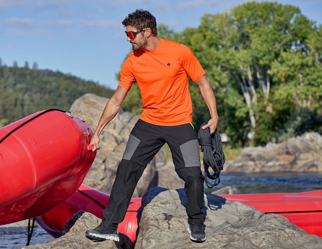 Clothing: Visibility functional T-shirt UV e.s.trail + high-vis orange/black 1