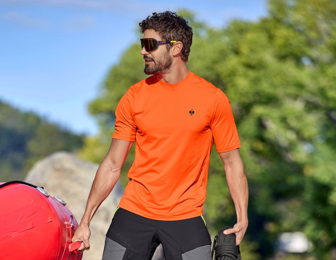 Clothing: Visibility functional T-shirt UV e.s.trail + high-vis orange/black