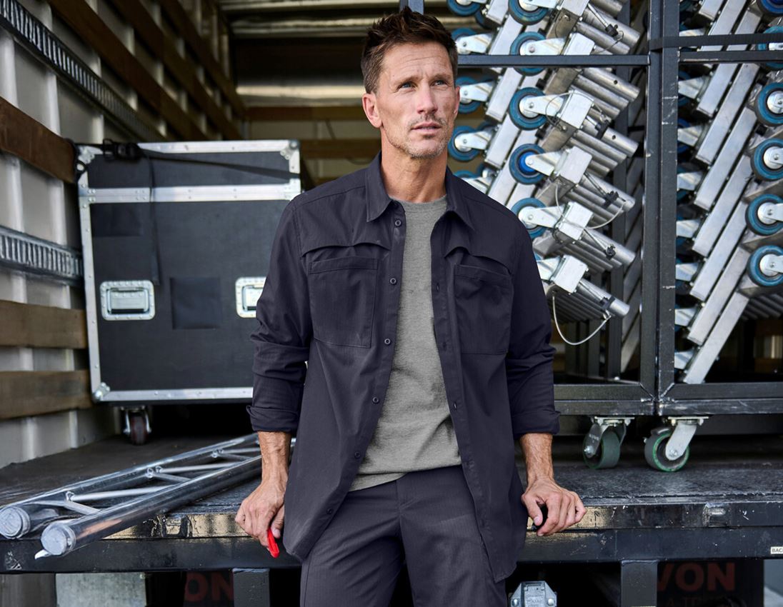 Shirts, Pullover & more: Work shirt e.s.t:aktik, long sleeved + neroblue