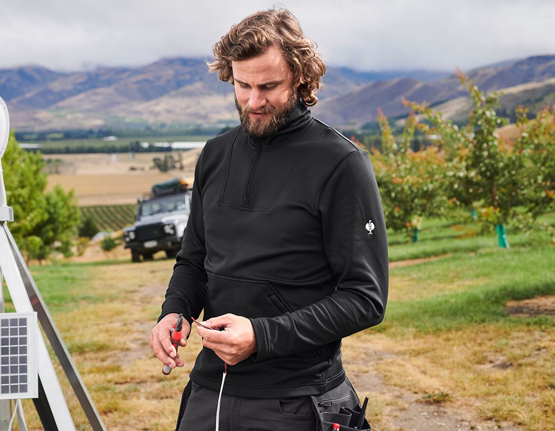 Shirts & Co.: Funktions-Troyer thermo stretch e.s.concrete + schwarz