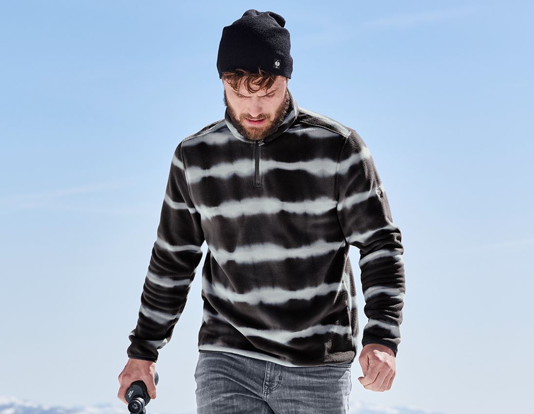 Themen: Fleece Troyer tie-dye e.s.motion ten + oxidschwarz/magnetgrau