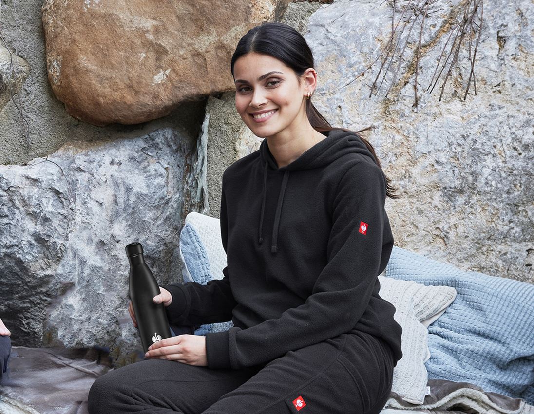 Shirts & Co.: e.s. Fleece Hoody, Damen + schwarz