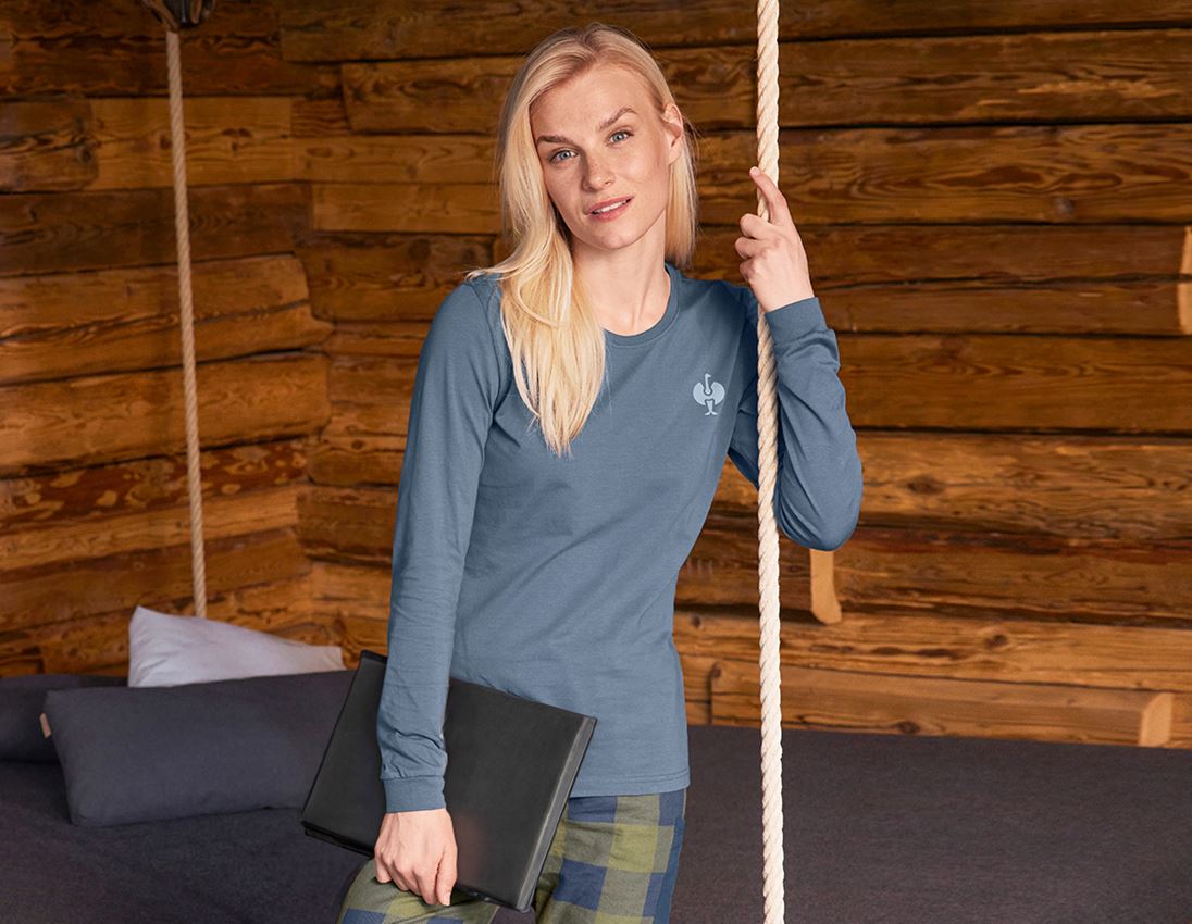 Accessoires: e.s. Haut à manches longues pyjama, femmes + bleu oxyde