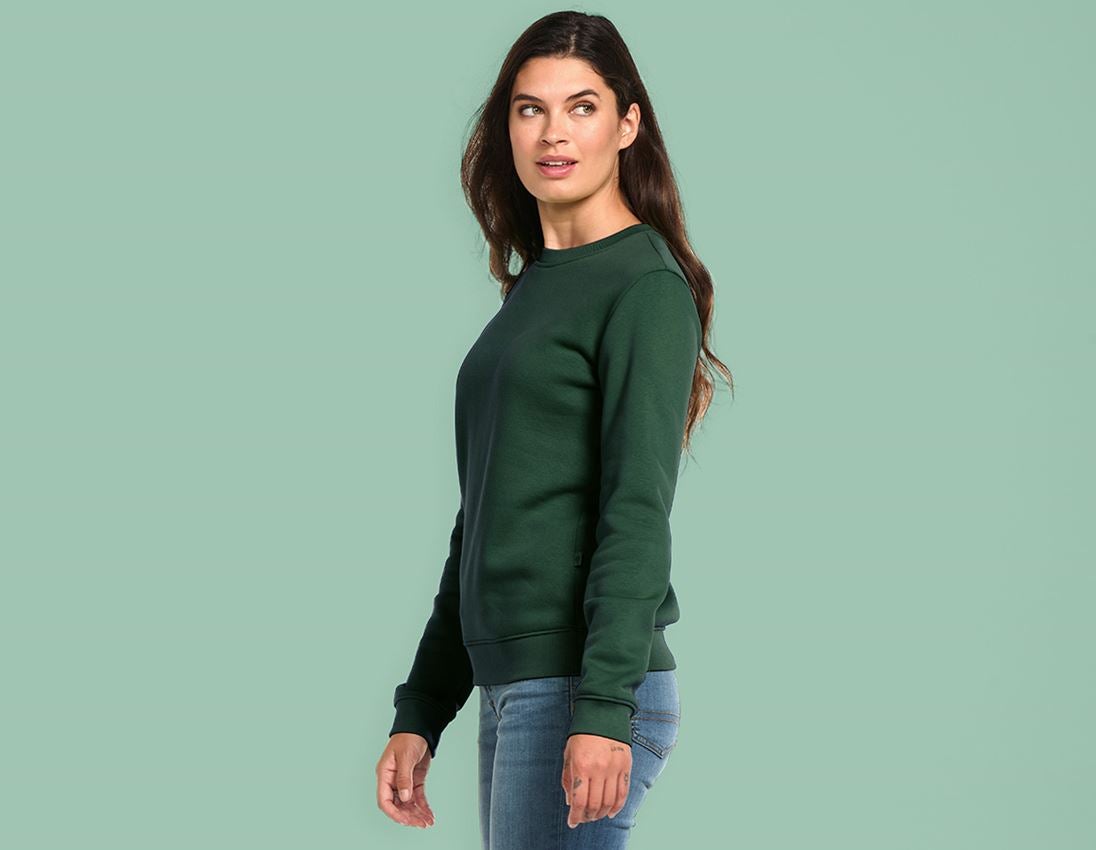 Hauts: e.s. Sweatshirt poly cotton, femmes + vert 1