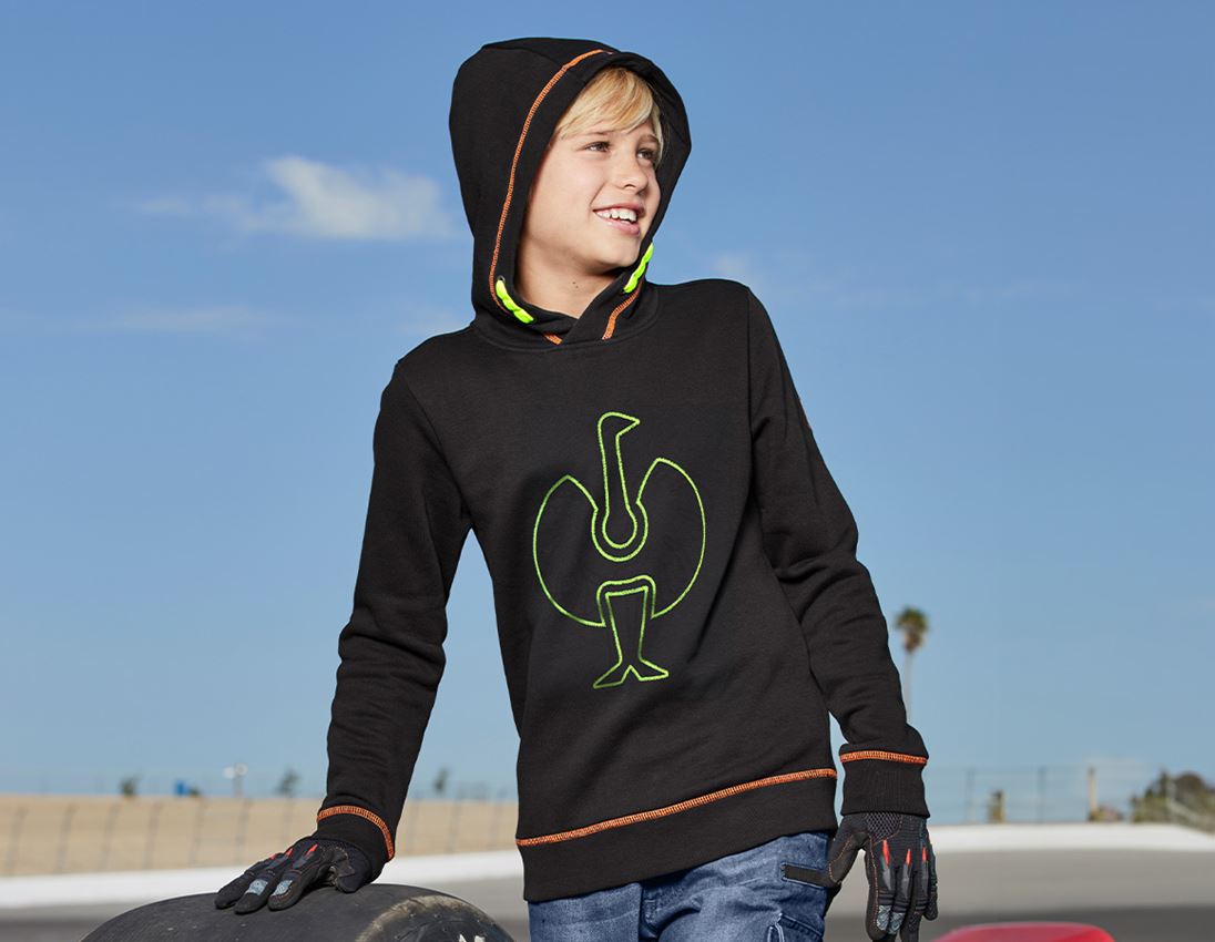Vêtements: KIT : Hoody + Sweatshirt e.s.motion 2020, enfants + noir/jaune fluo/orange fluo 1