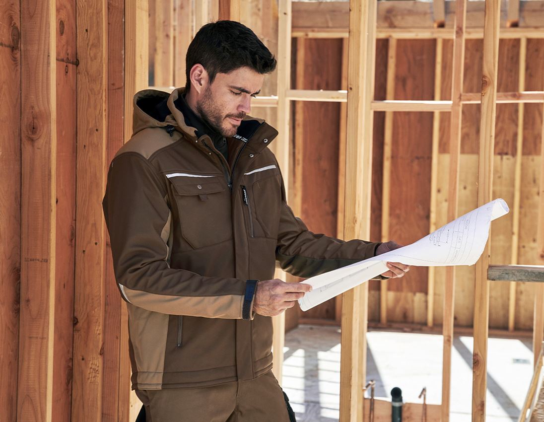 Work Jackets: Softshell jacket e.s.motion + chestnut/hazelnut