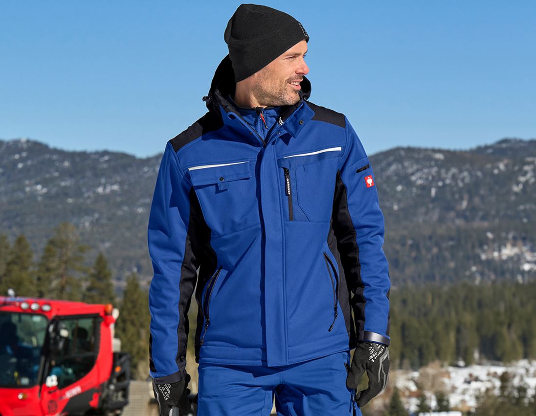 Work Jackets: Softshell jacket e.s.motion + royal/black