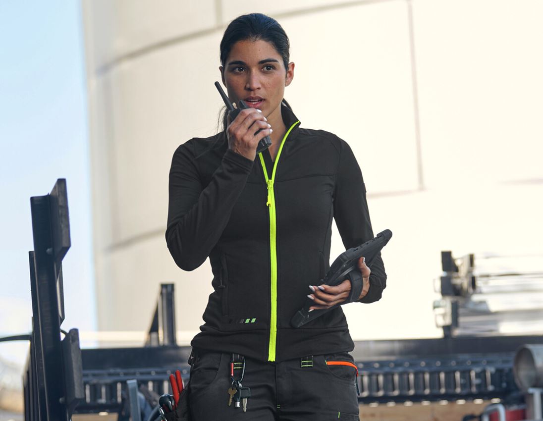 Jacken: FIBERTWIN® clima-pro Jacke e.s.motion 2020, Damen + schwarz/warngelb 1