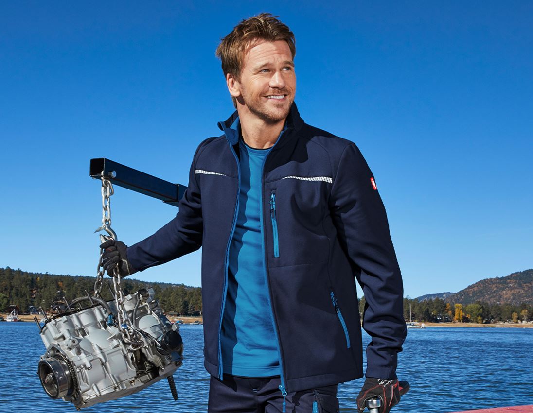 Work Jackets: Softshell jacket e.s.motion 2020 + navy/atoll