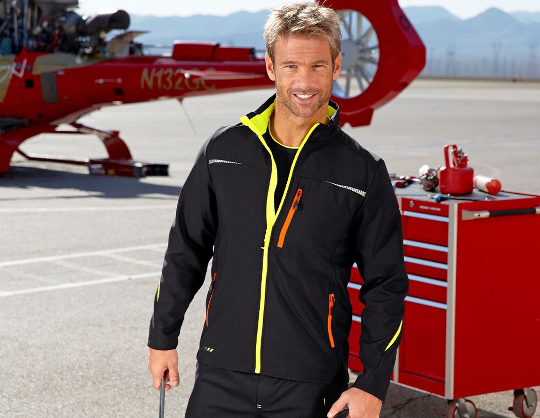 Work Jackets: Softshell jacket e.s.motion 2020 + black/high-vis yellow/high-vis orange 5