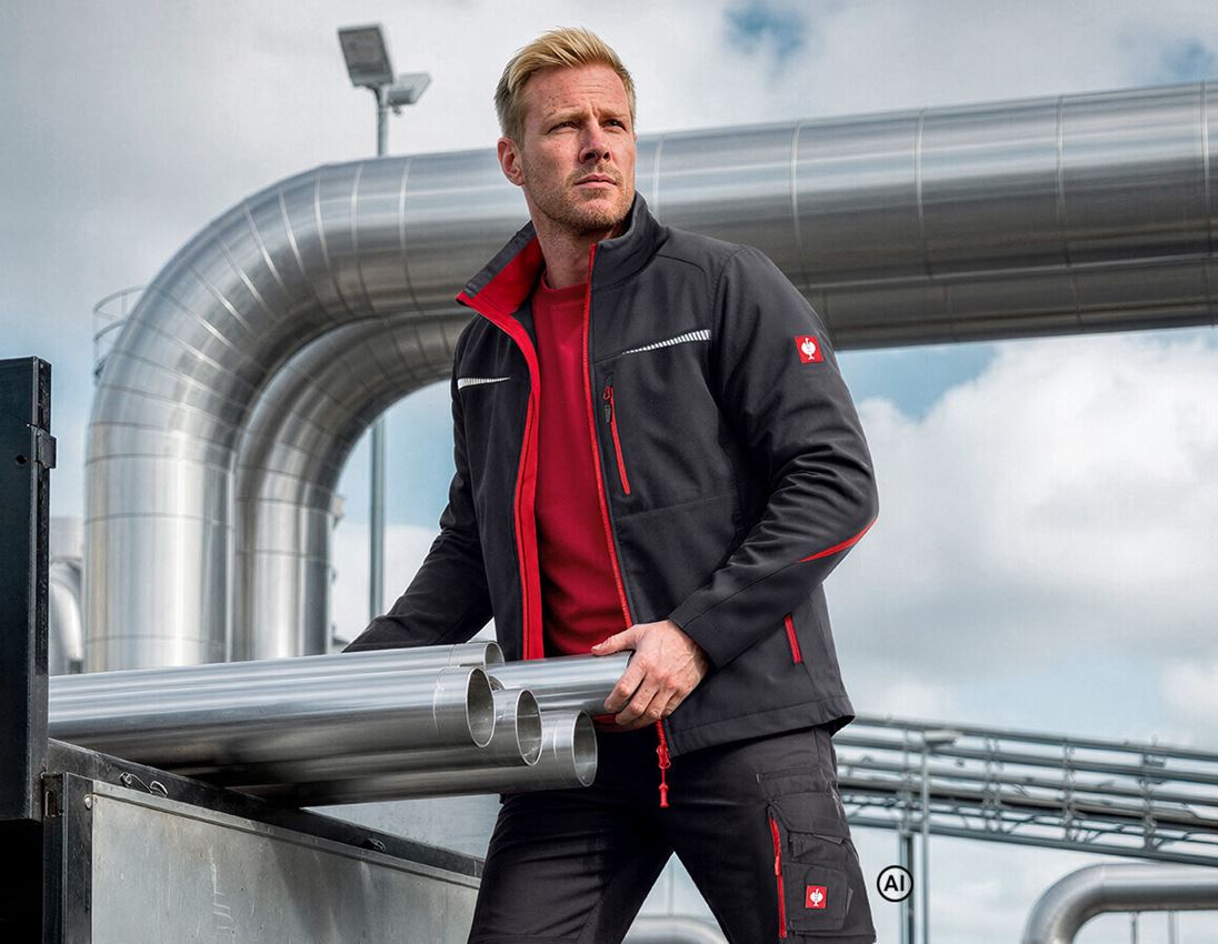 AI-generated / modified - Work Jackets: Softshell jacket e.s.motion 2020 + graphite/fiery red 1