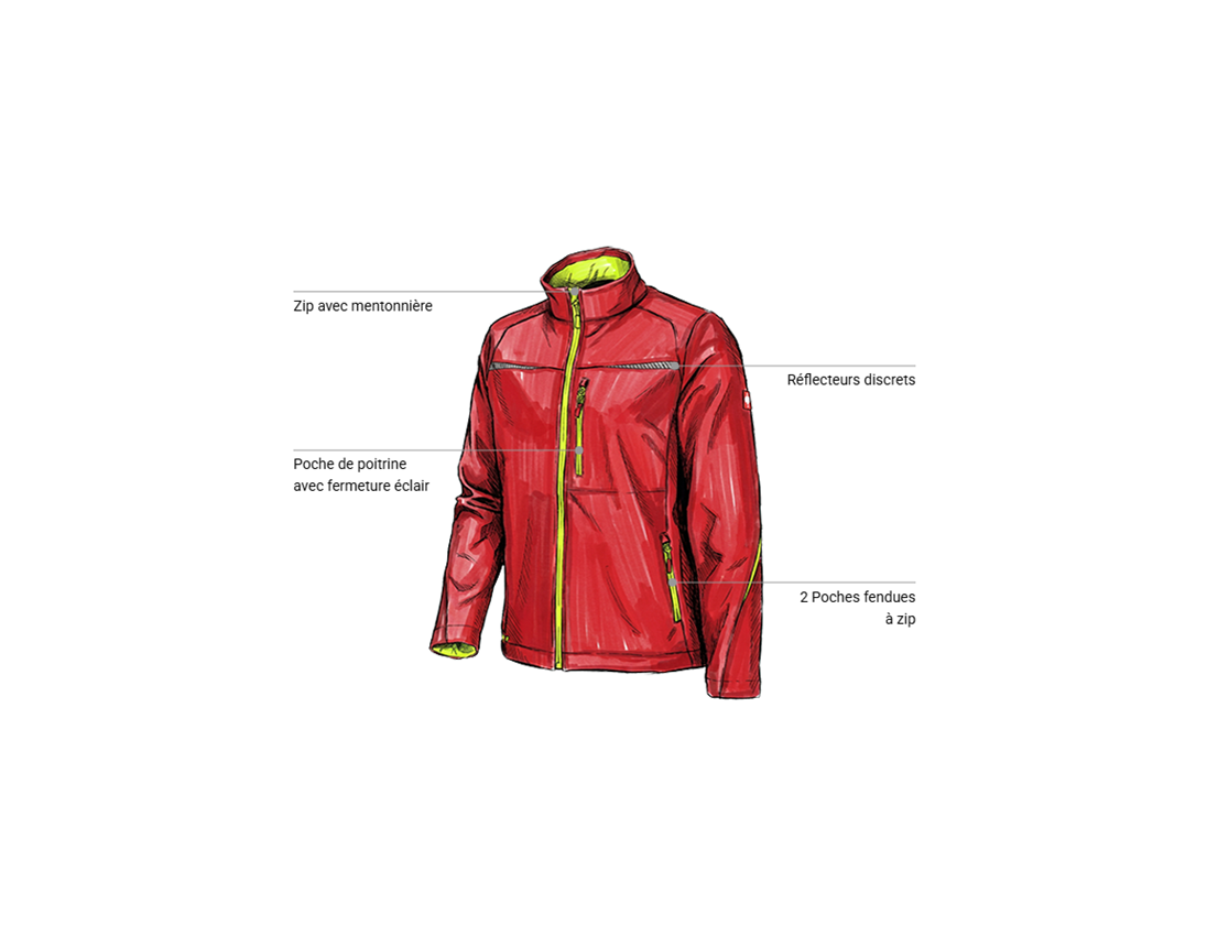 Thèmes: Veste Softshell e.s.motion 2020 + rouge vif/jaune fluo 1