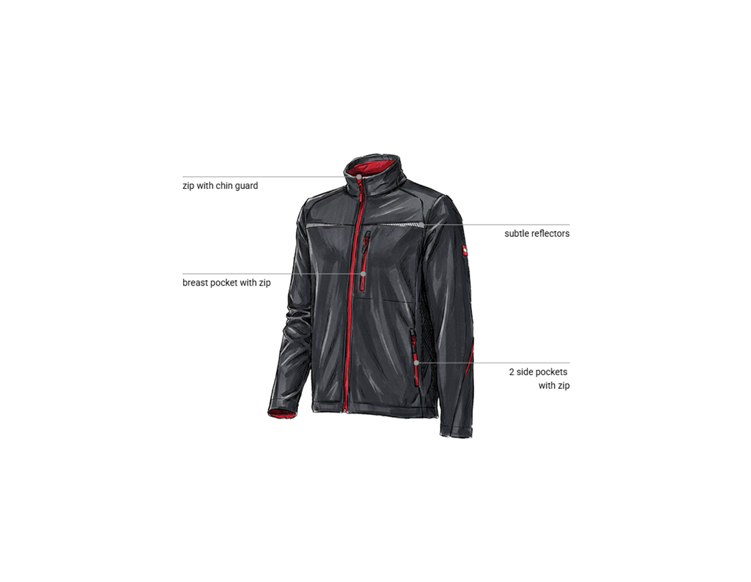 Automotive mechatronics technicians: Softshell jacket e.s.motion 2020 + graphite/fiery red 1