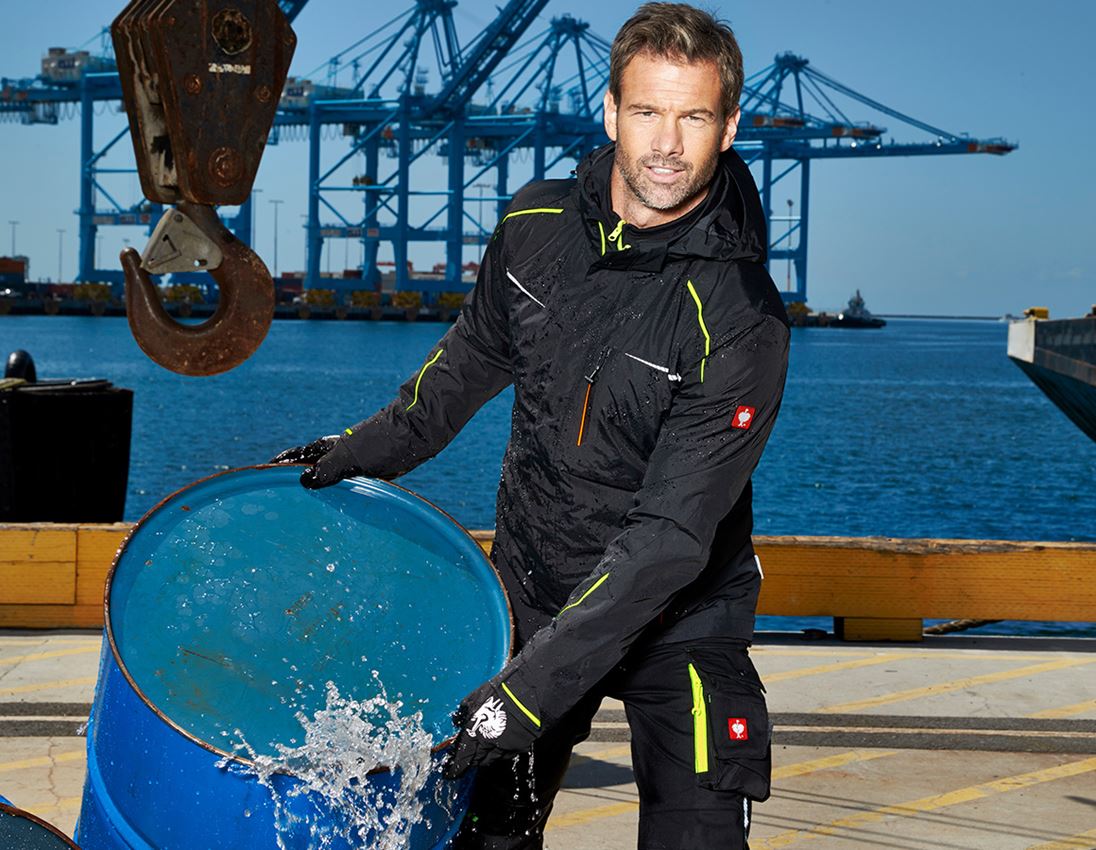 Work Jackets: 3 in 1 functional jacket e.s.motion 2020, men's + black/high-vis yellow/high-vis orange 2