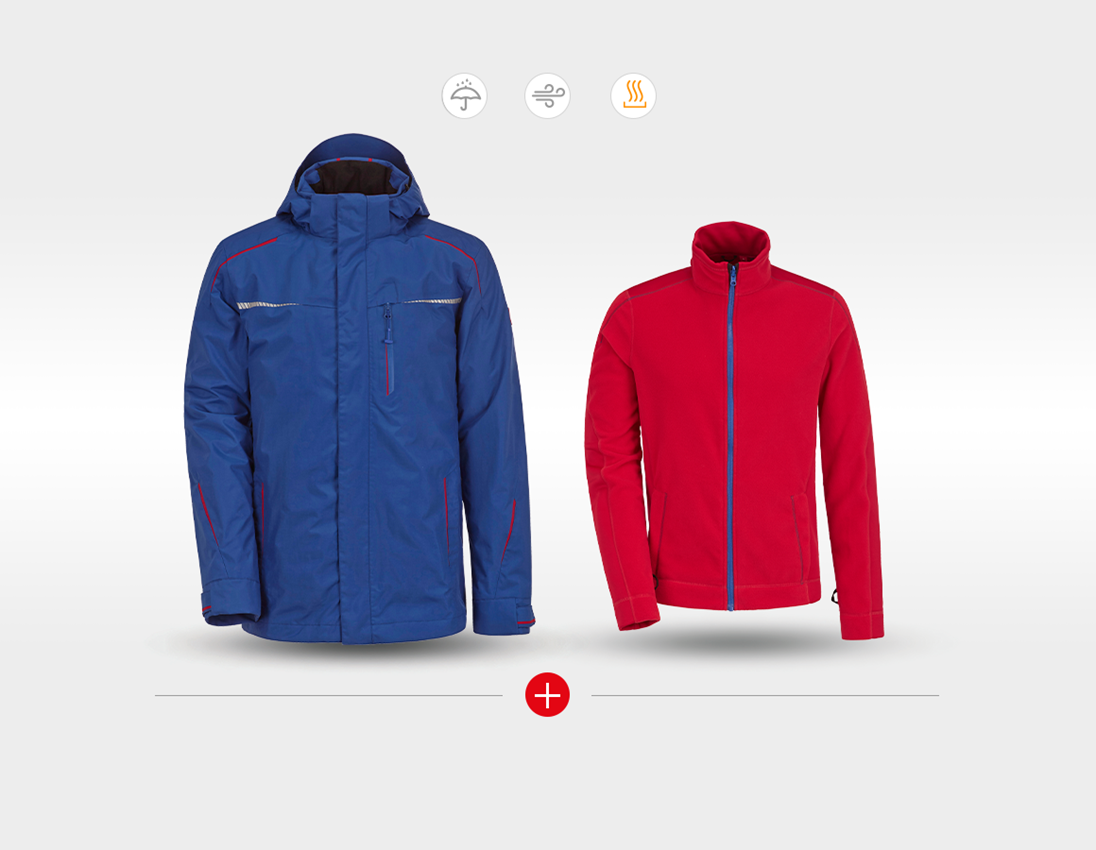 Work Jackets: 3 in 1 functional jacket e.s.motion 2020, men's + royalblue/fiery red 1
