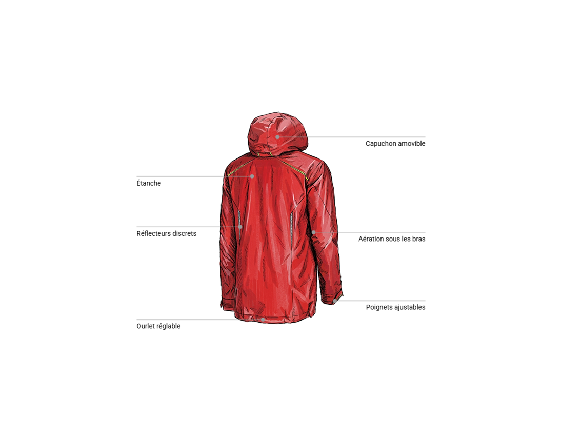 Vêtements: Veste de fonction 3 en 1 e.s.motion 2020, hommes + rouge vif/jaune fluo 2