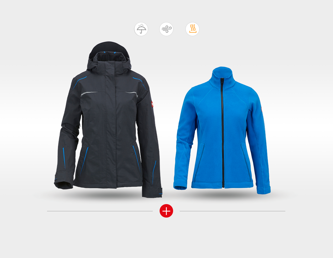Work Jackets: 3 in 1 functional jacket e.s.motion 2020, ladies' + graphite/gentianblue 2