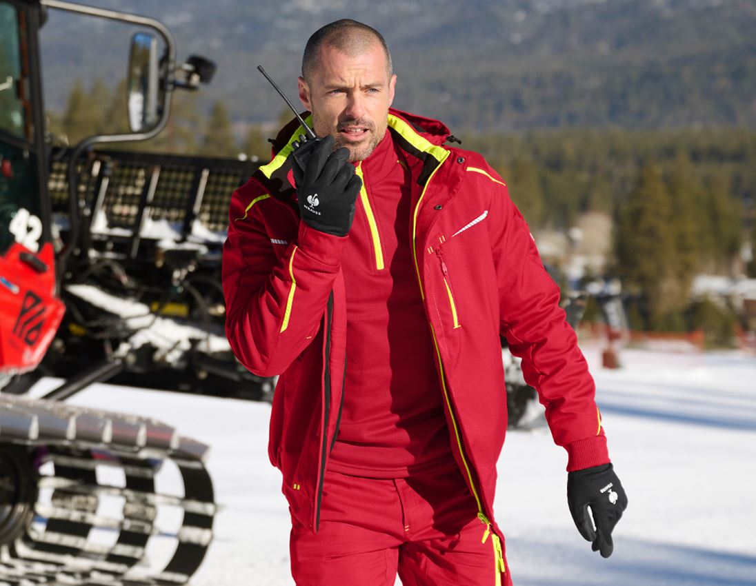 Kälte: Winter Softshelljacke e.s.motion 2020, Herren + feuerrot/warngelb 2