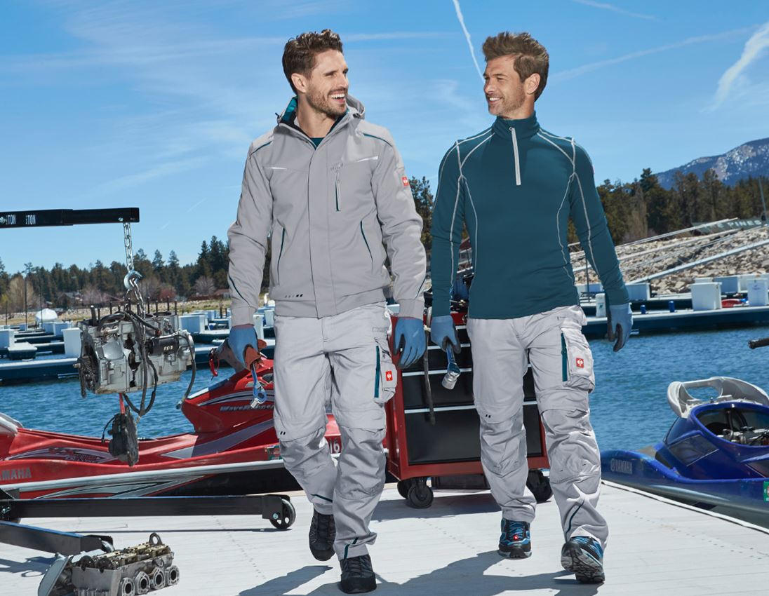 Work Jackets: Winter softshell jacket e.s.motion 2020, men's + platinum/seablue 1