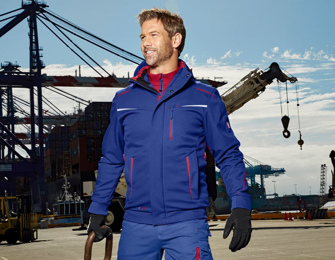 Kälte: Winter Softshelljacke e.s.motion 2020, Herren + kornblau/feuerrot