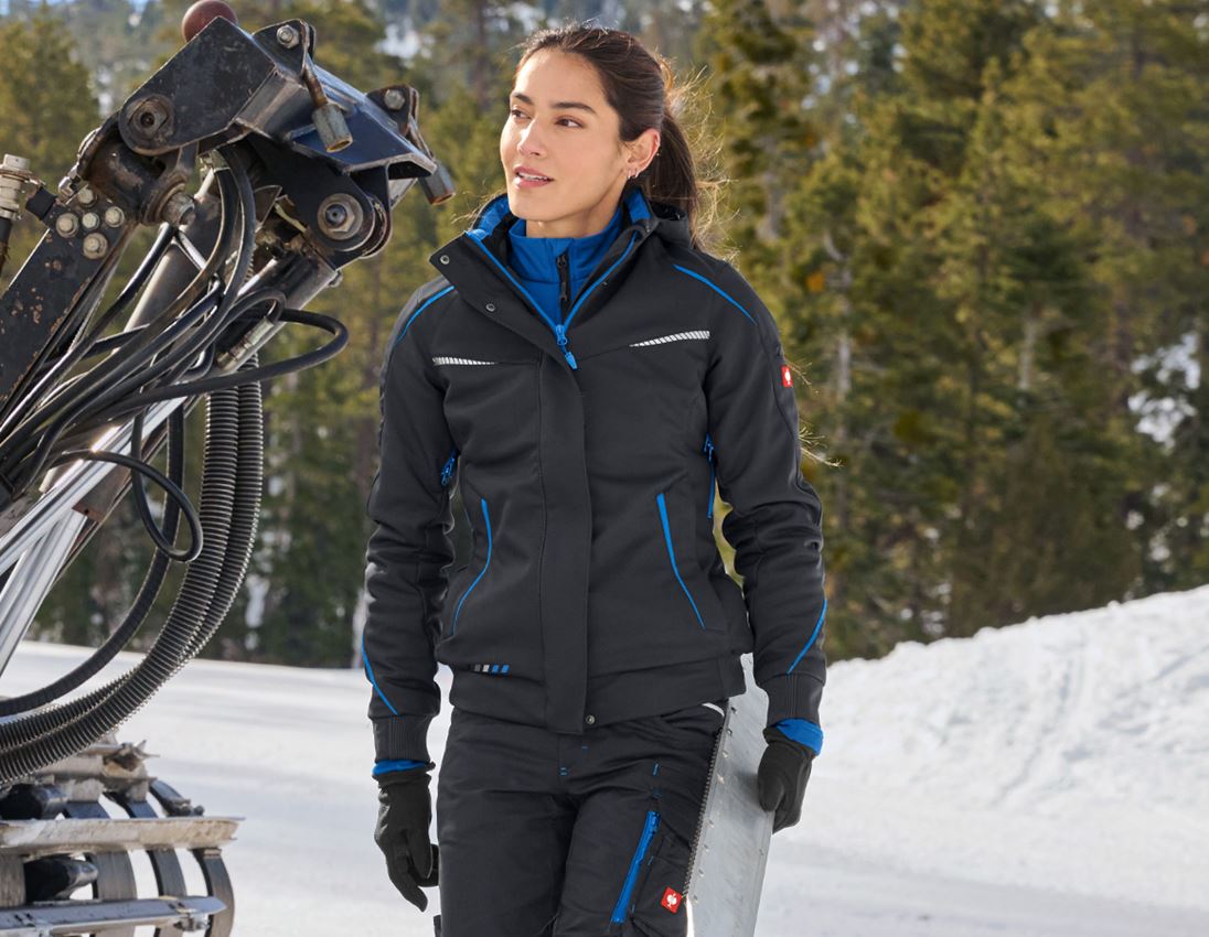 Vestes de travail: Veste softshell d'hiver e.s.motion 2020, femmes + graphite/bleu gentiane 4