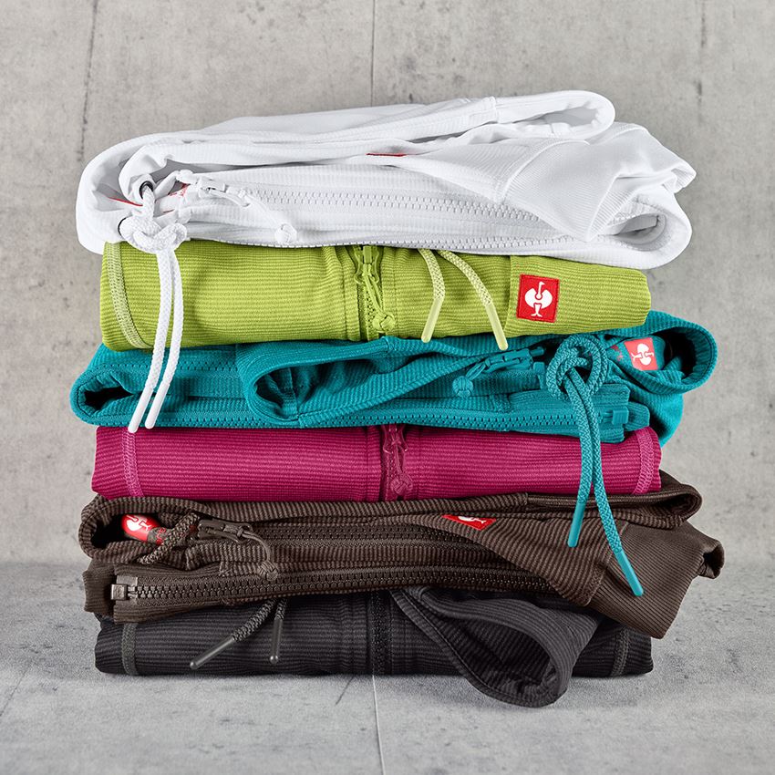 Work Jackets: e.s.Funct. hooded jacket stripe 3/4-sleeve,ladies' + ocean 2