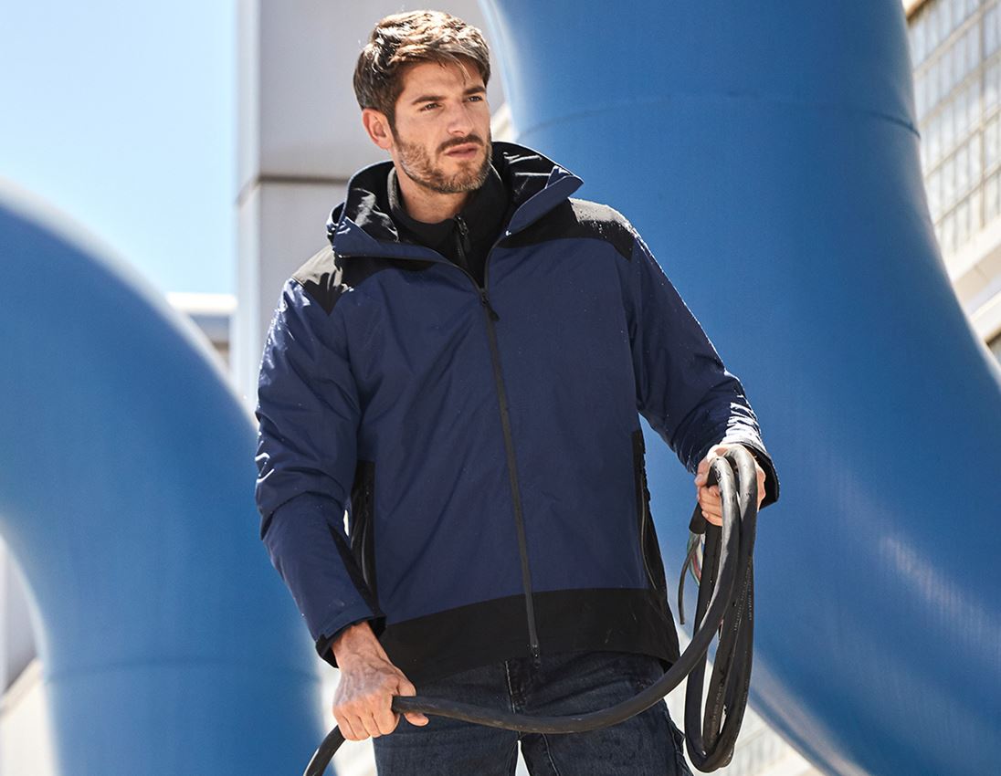 Vestes d'hiver: e.s. Veste de fonction 3 en 1, hommes + bleu foncé/noir