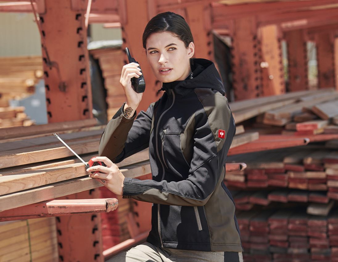 Jacken: Softshelljacke e.s.vision, Damen + schwarz/stein