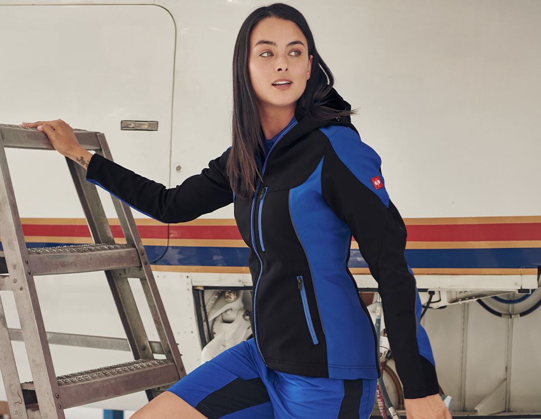 Jacken: Softshelljacke e.s.vision, Damen + schwarz/kornblau 1