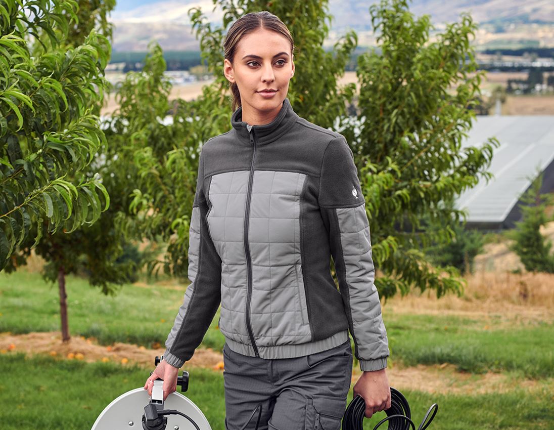 Work Jackets: Hybrid fleece jacket e.s.concrete, ladies' + anthracite/pearlgrey