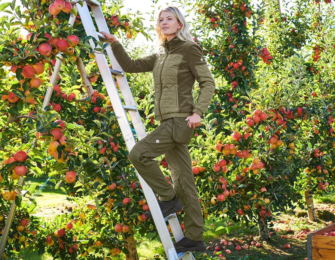 Work Jackets: Hybrid fleece jacket e.s.concrete, ladies' + mudgreen/stipagreen 1