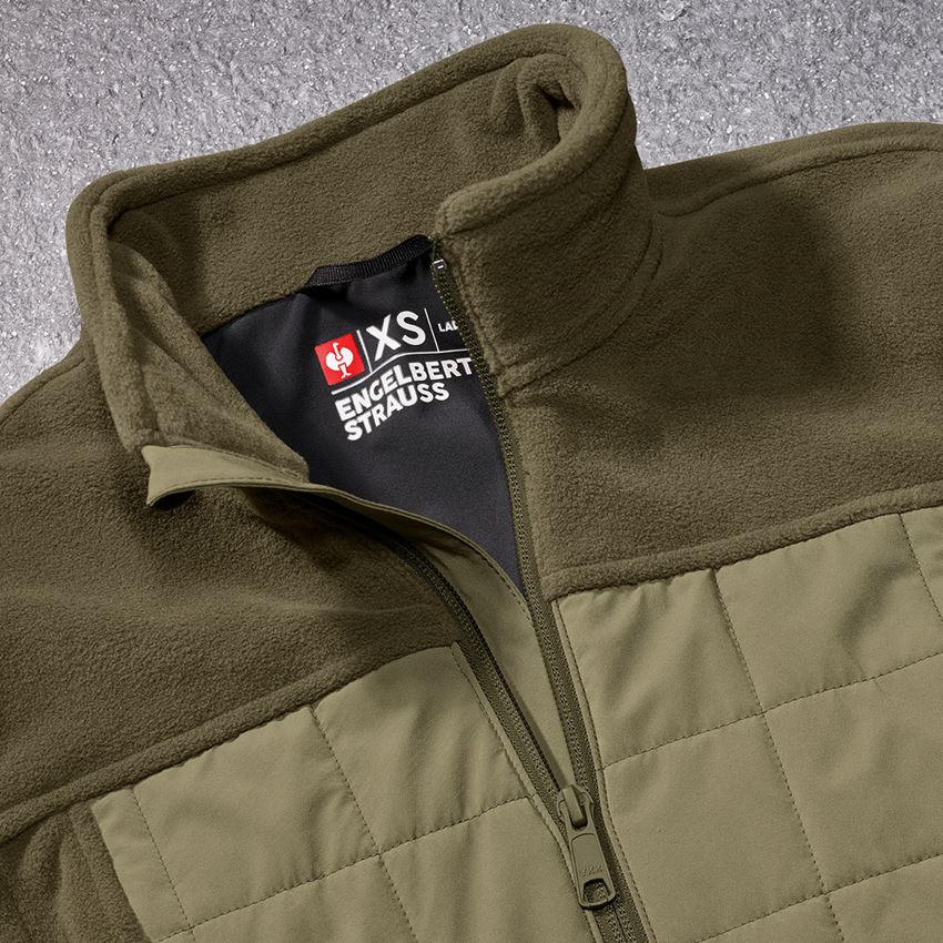 Work Jackets: Hybrid fleece jacket e.s.concrete, ladies' + mudgreen/stipagreen 2