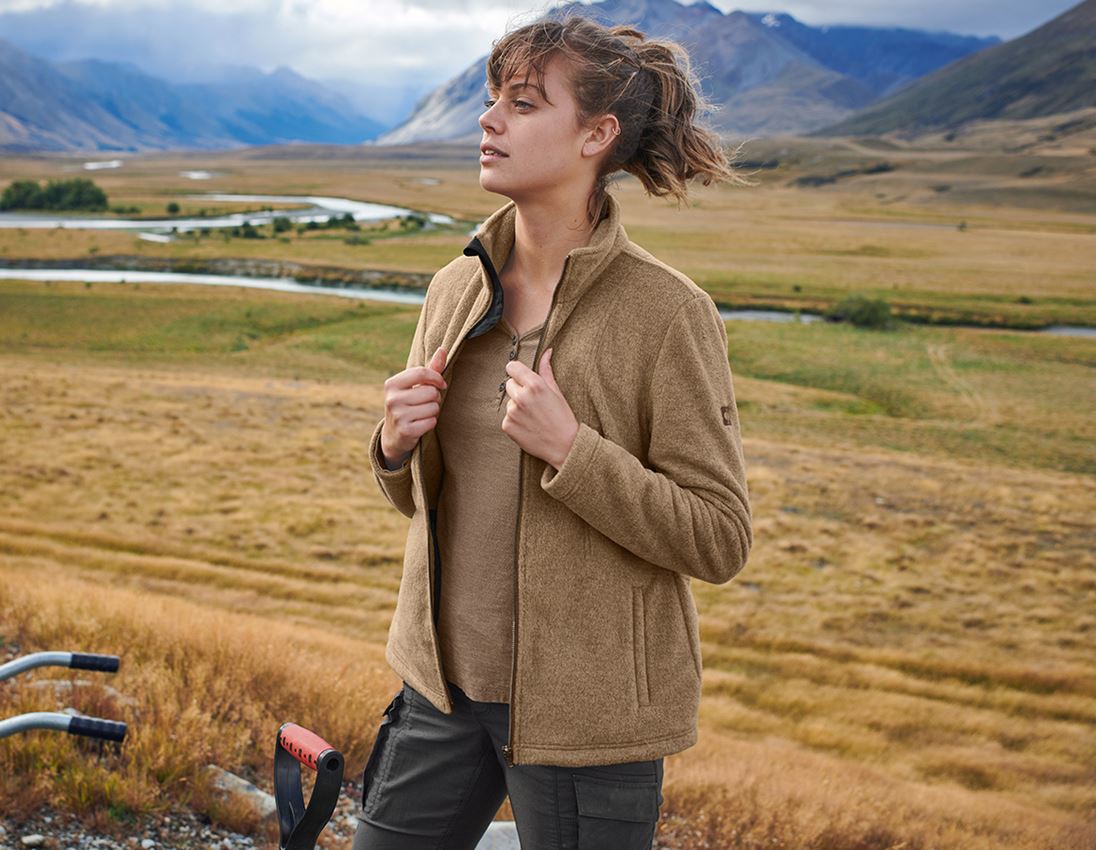 Vestes de travail: Veste en laine polaire e.s.vintage, femmes + sépia mélange 1
