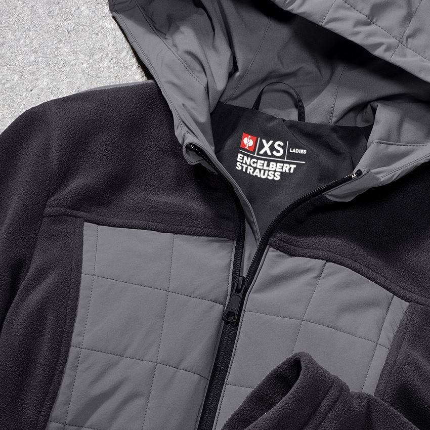Themen: Hybrid Kapuzenfleecejacke e.s.concrete, Damen + schwarz/basaltgrau 2