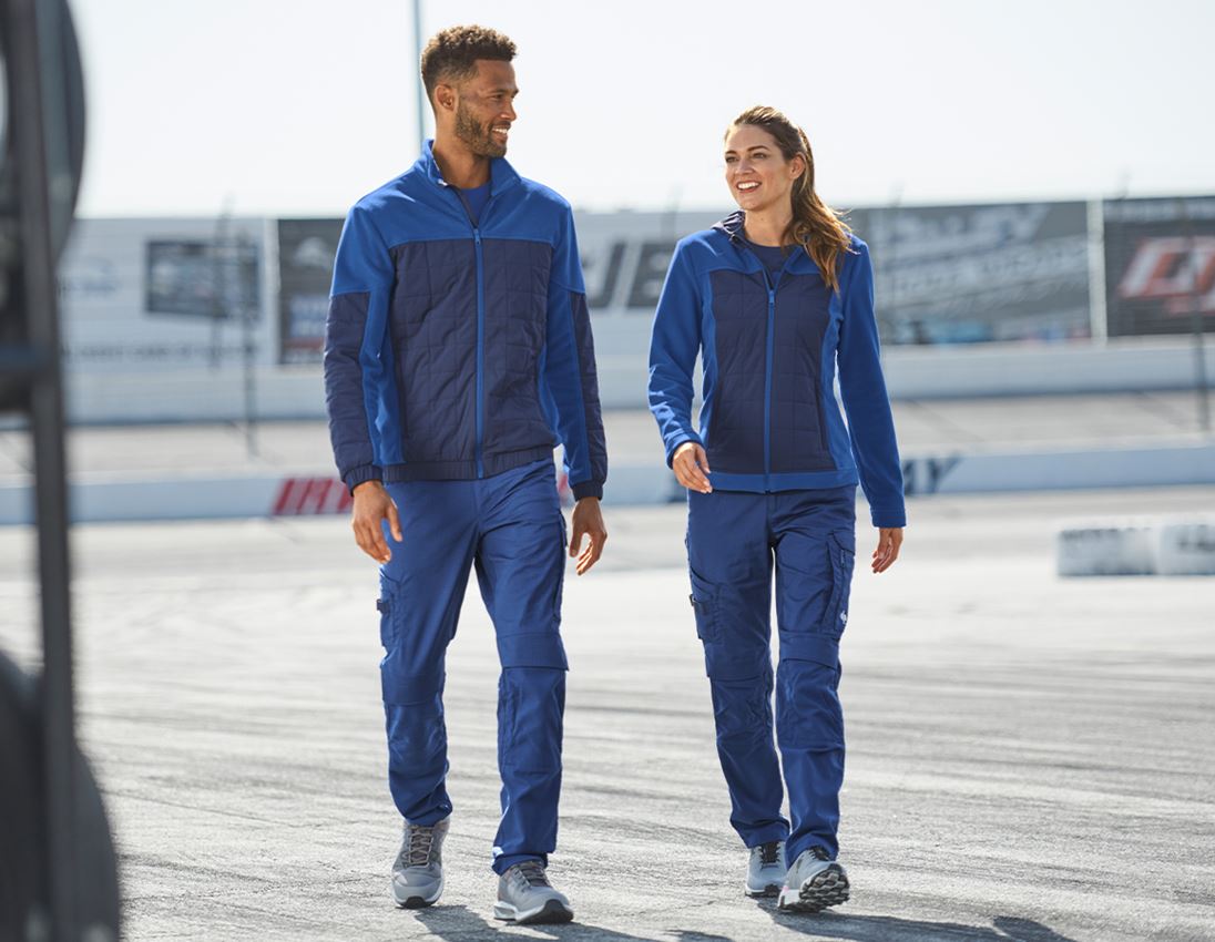 Work Jackets: Hybrid fleece hoody jacket e.s.concrete, ladies' + alkaliblue/deepblue 2