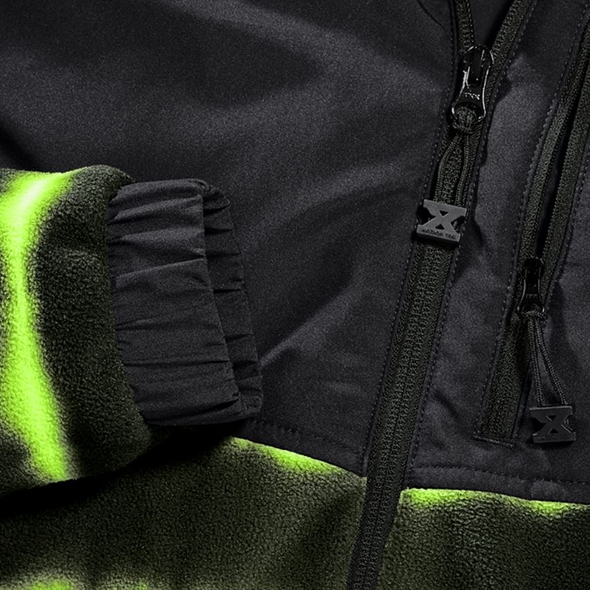 Jacken: Hybrid Kapuzenfleecejacke tie-dye e.s.motion ten + schwarz/warngelb 2