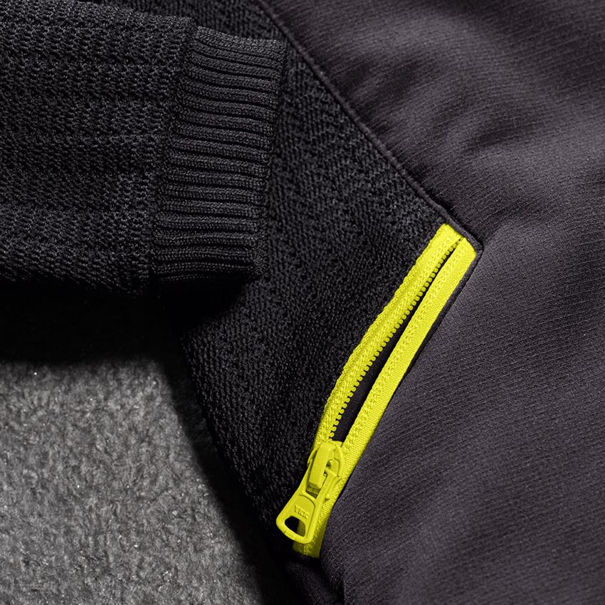 Jackets: Hybrid hooded knitted jacket e.s.trail, children's + black/acid yellow 2
