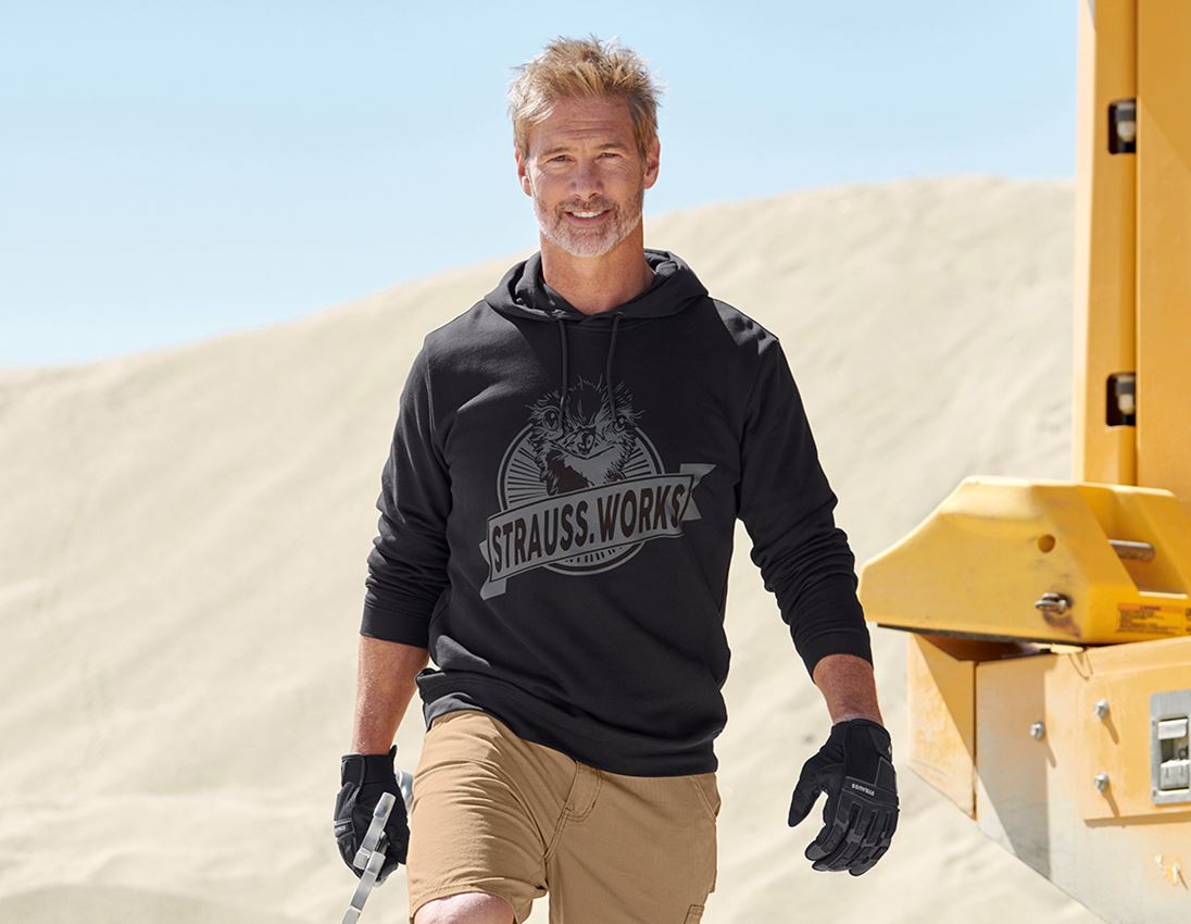 Shirts & Co.: Hoody-Sweatshirt e.s.iconic works + schwarz