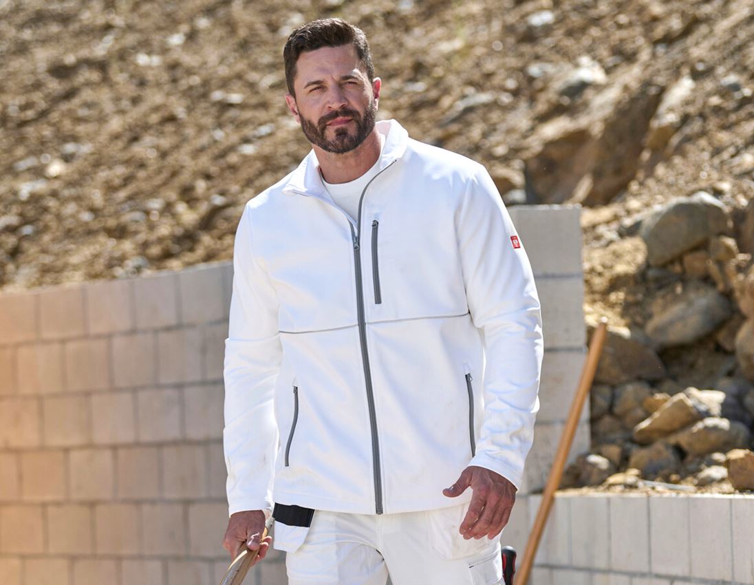 Vestes de travail: Veste Softshell e.s.line.core + blanc/platine
