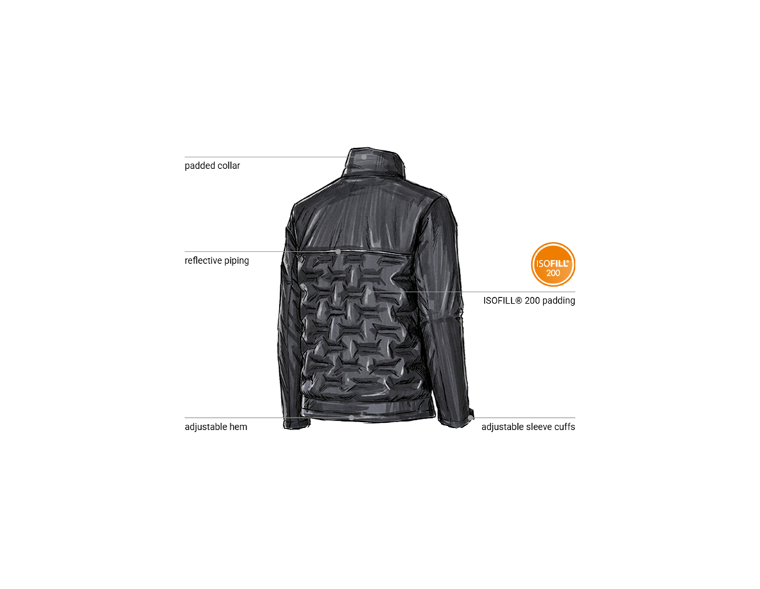 Work Jackets: Winter jacket padded e.s.line.core + black/platinum 2