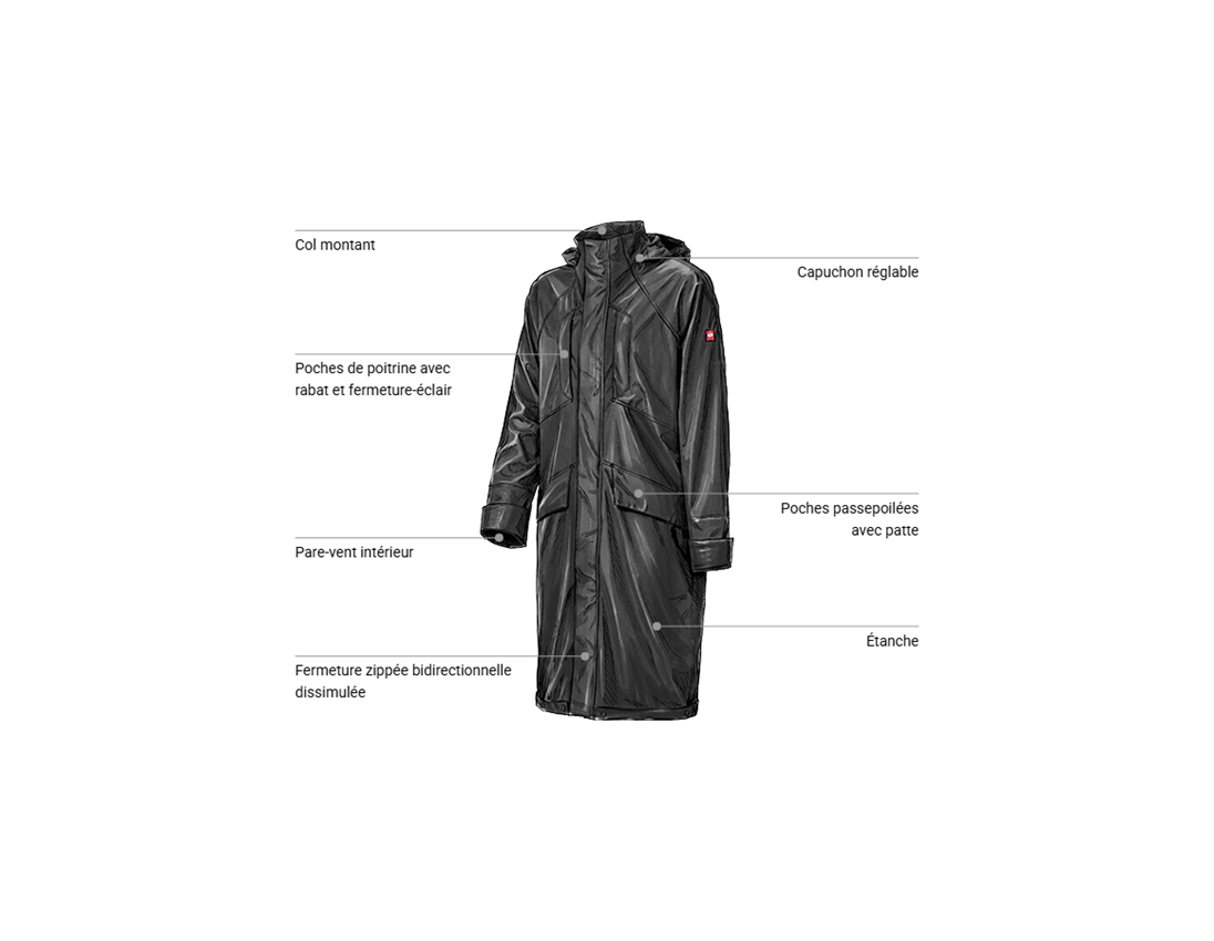 Vestes de travail: Parka de pluie e.s.line.nordic + noir 1