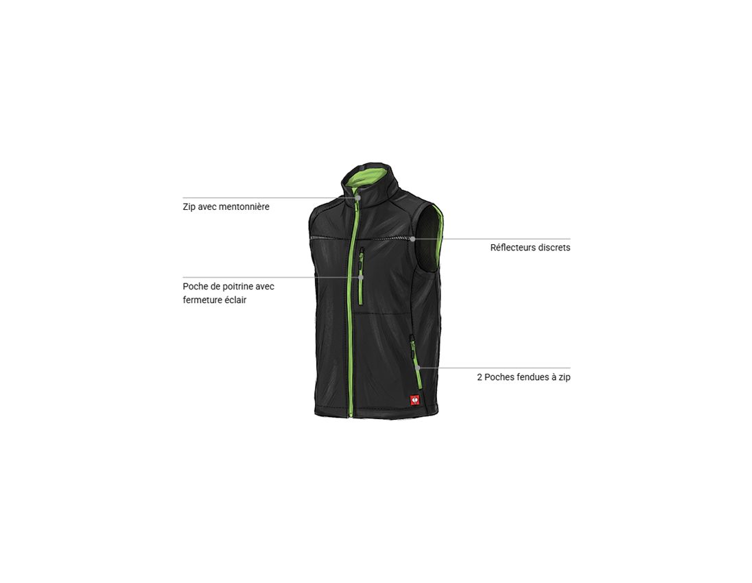 Mécatronicien automobile: Gilet softshell e.s.motion 2020 + noir/vert d'eau 1