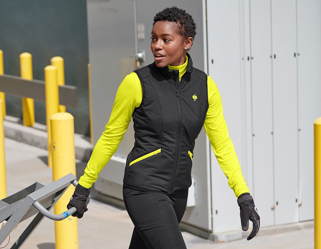 Vestes de travail: Gilet e.s.trail, femmes + noir/jaune acide 1