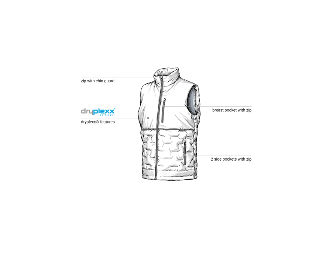 Work Body Warmer: Winter bodywarmer padded e.s.line.core + white/platinum 1