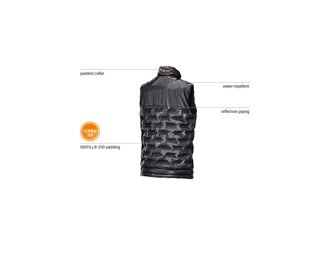 Work Body Warmer: Winter bodywarmer padded e.s.line.core + black/platinum 2