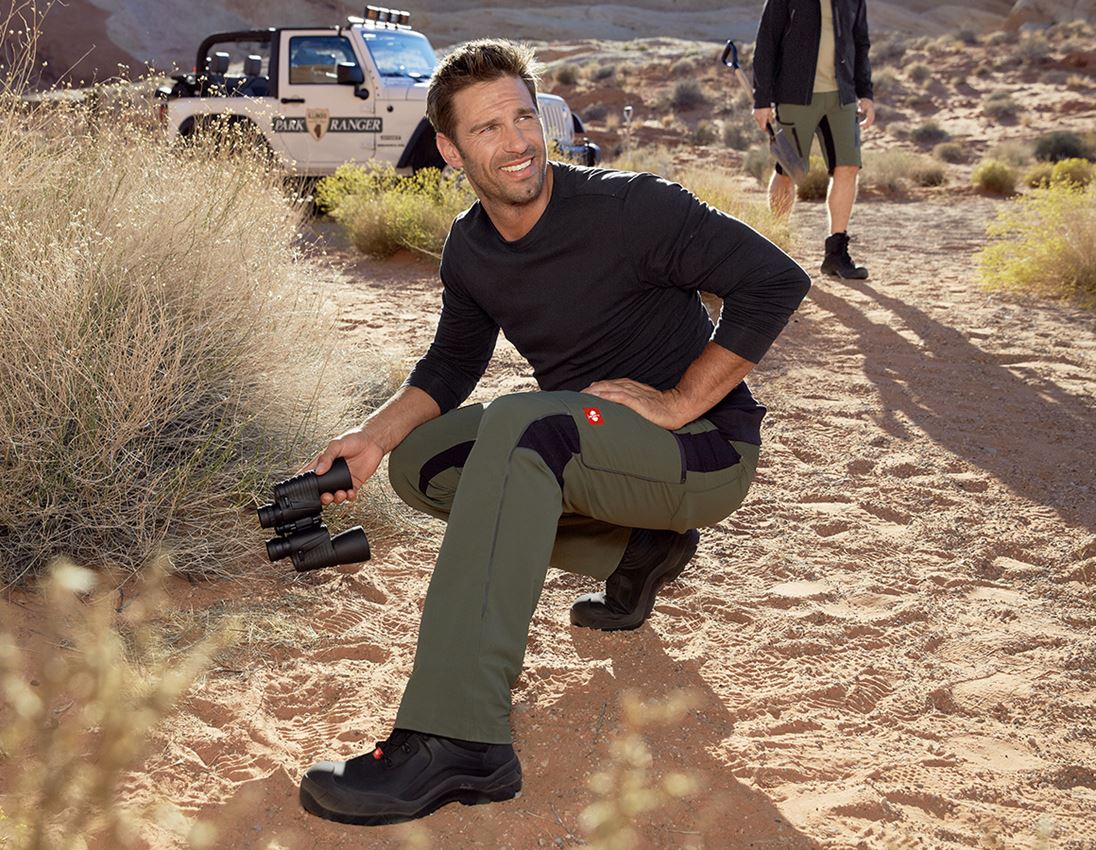 Work Trousers: Cargo trousers e.s.vision stretch, men's + moss/black 1
