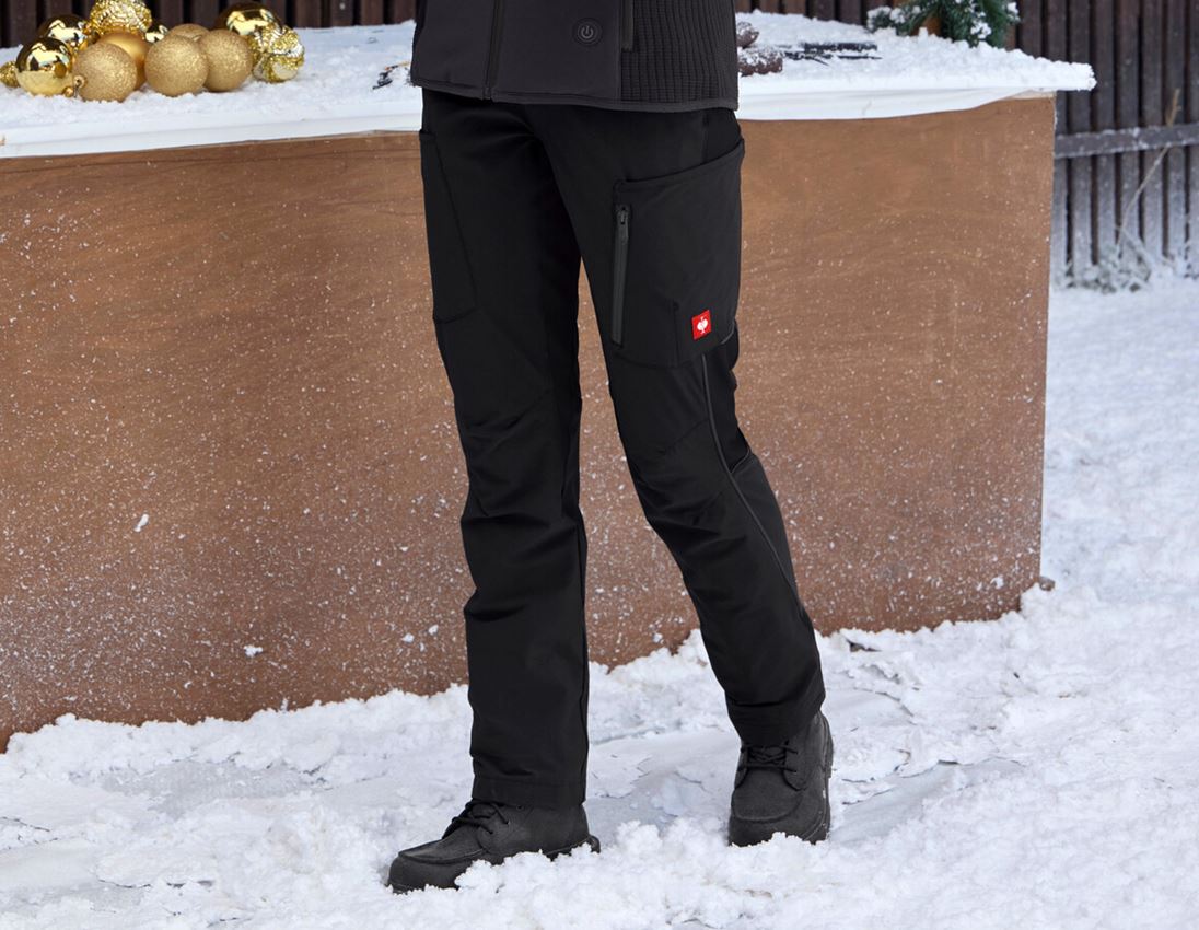 Winter trousers: Winter cargo trousers e.s.vision stretch, ladies' + black